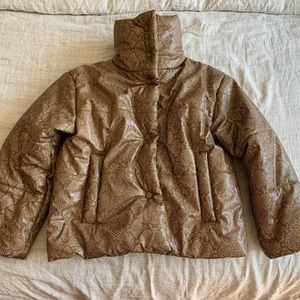 Nanushka puffer jacket, faux vegan snakeskin